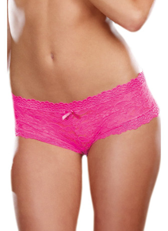 Shorty sexy taille basse rose en dentelle - DG1375HPK